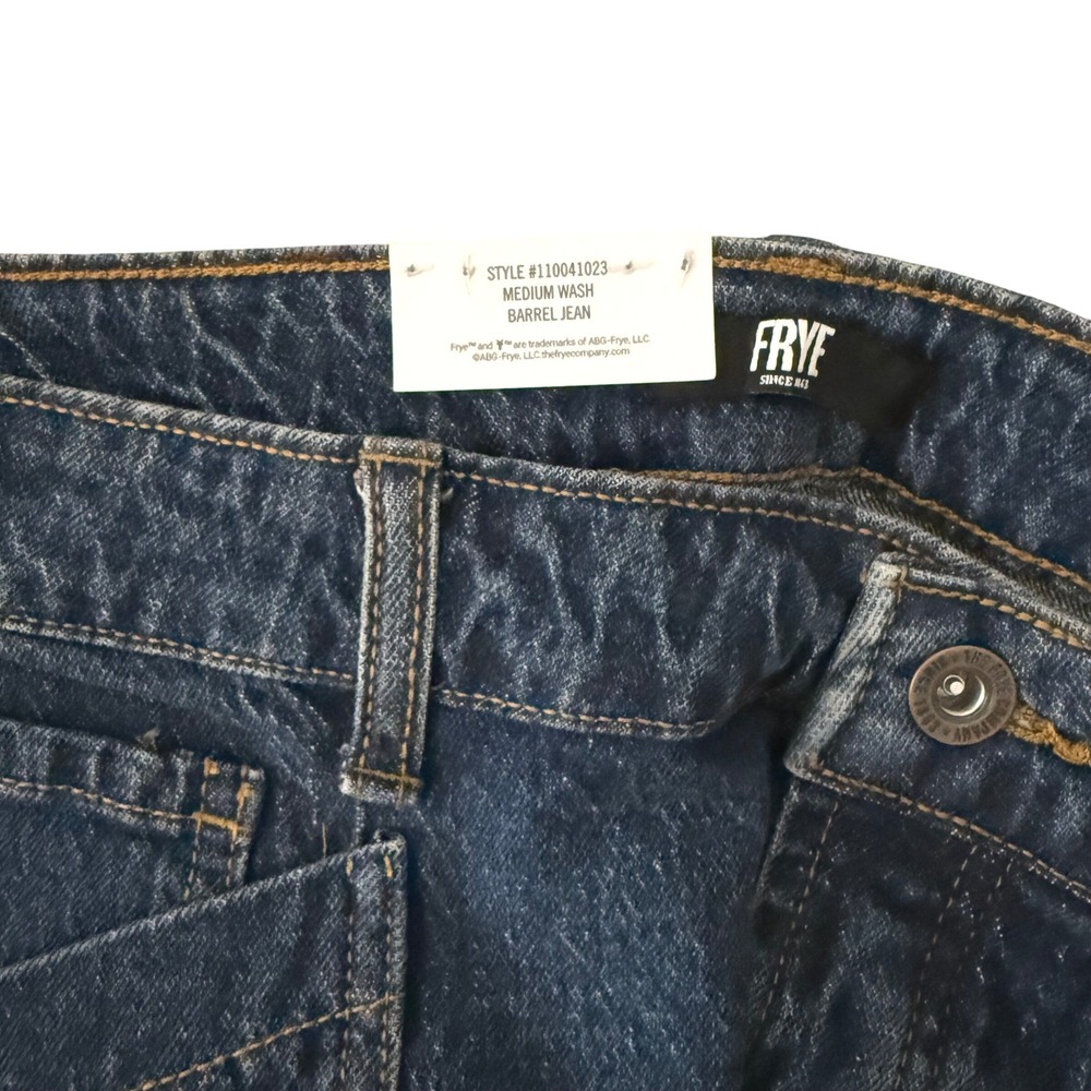 New Frye Barrel Jean Women Size 8 Medium Wash High Rise Curved Wide Leg Denim - Picture 6 of 16